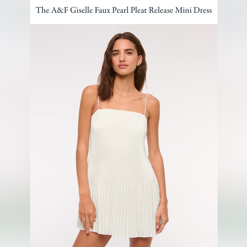 The A&F Giselle Faux Pearl Pleat Release Mini Dress, white, size large